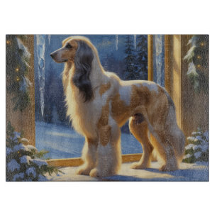 Afghan Hound With Christmas Lights Holiday Cutting Board