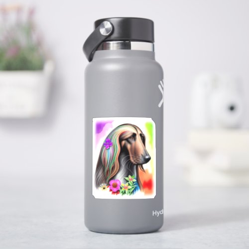 Afghan Hound with flowers Sticker