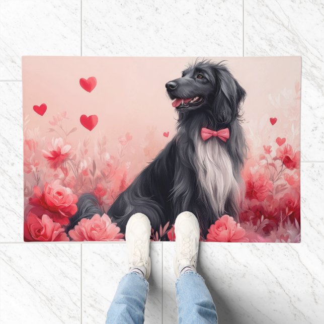 Afghan Hound with Roses - Valentine's Day  Doormat (Indoor)