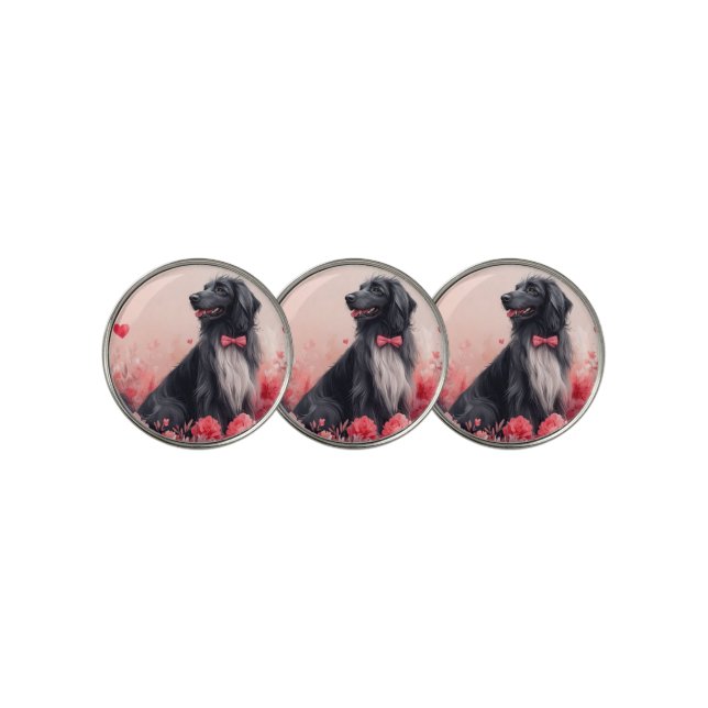Afghan Hound with Roses - Valentine's Day  Golf Ball Marker (3 Up)