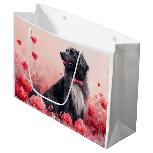 Afghan Hound with Roses - Valentine's Day  Large Gift Bag (Front Angled)
