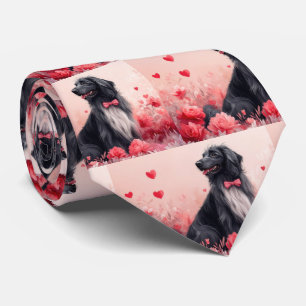 Afghan Hound with Roses - Valentine's Day Neck Tie
