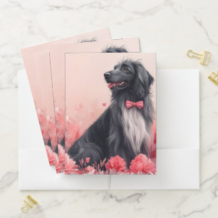 Afghan Hound with Roses - Valentine's Day Pocket Folder