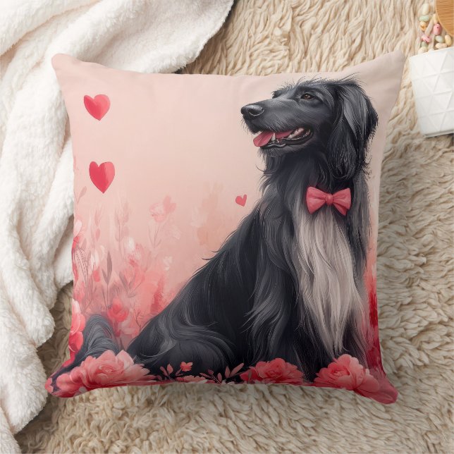 Afghan Hound with Roses - Valentine's Day  Throw Pillow (Blanket)