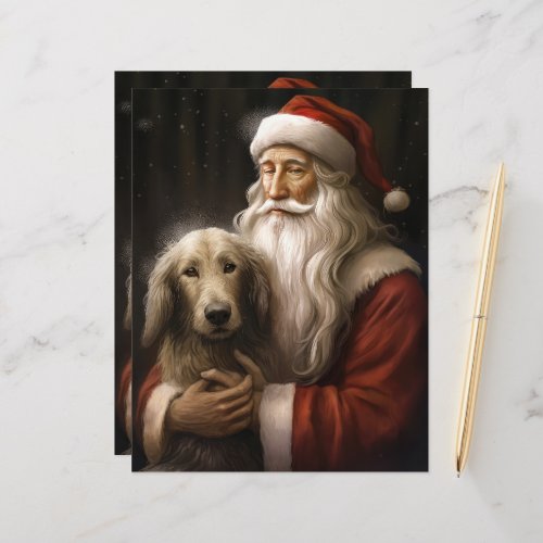 Afghan Hound with Santa Claus Festive Christmas