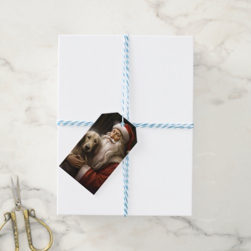 Afghan Hound with Santa Claus Festive Christmas Gift Tags
