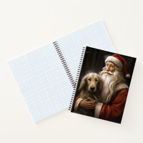 Afghan Hound with Santa Claus Festive Christmas Notebook