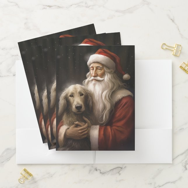 Afghan Hound with Santa Claus Festive Christmas Pocket Folder (In Situ)