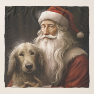Afghan Hound with Santa Claus Festive Christmas Scarf