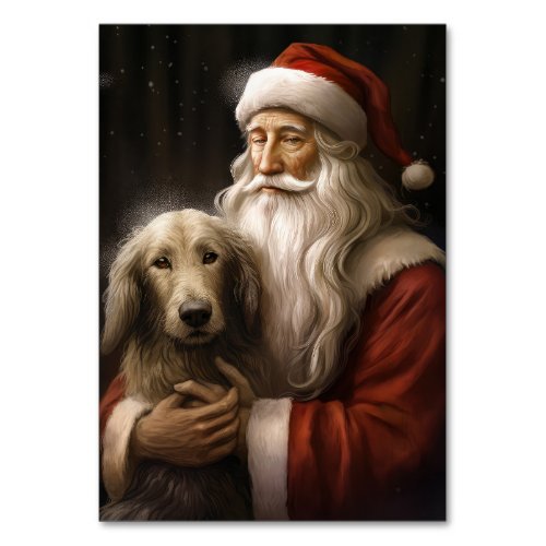 Afghan Hound with Santa Claus Festive Christmas Table Number