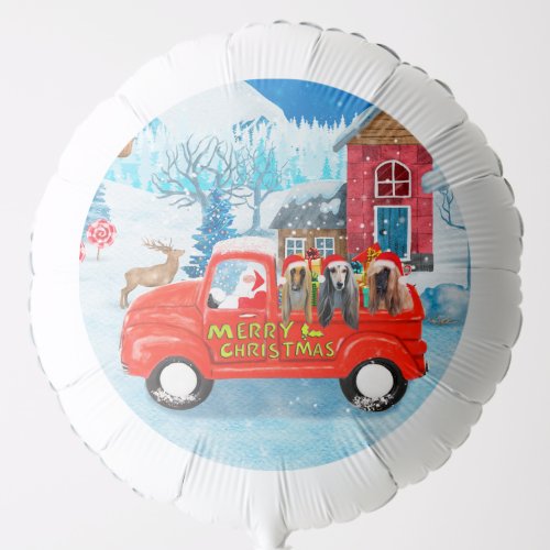 Afghan Hounds Dog in Christmas Delivery Truck Snow Balloon