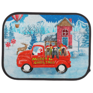 Afghan Hounds Dog in Christmas Delivery Truck Snow Car Floor Mat