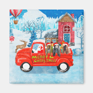 Afghan Hounds Dog in Christmas Delivery Truck Snow Magnet