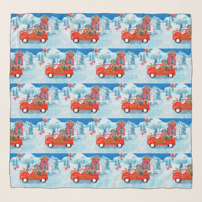 Afghan Hounds Dog in Christmas Delivery Truck Snow Scarf (Front)