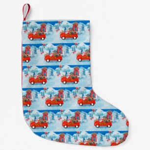 Afghan Hounds Dog in Christmas Delivery Truck Snow Small Christmas Stocking