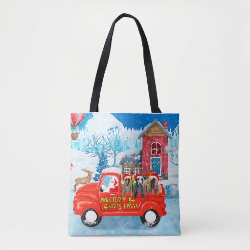 Afghan Hounds Dog in Christmas Delivery Truck Snow Tote Bag