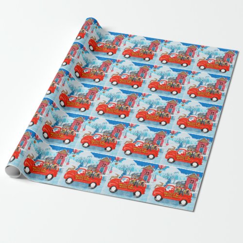 Afghan Hounds Dog in Christmas Delivery Truck Snow Wrapping Paper