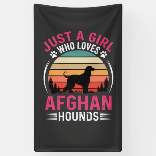 Afghan Hounds Retro Sunset Dog Lover Banner