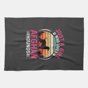Afghan Hounds Retro Sunset Dog Lover Kitchen Towel