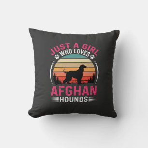 Afghan Hounds Retro Sunset Dog Lover Throw Pillow