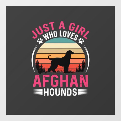 Afghan Hounds Retro Sunset Dog Lover Window Cling