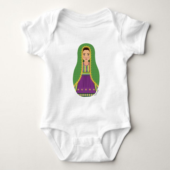Afghan Matryoshka Baby Bodysuit (Front)