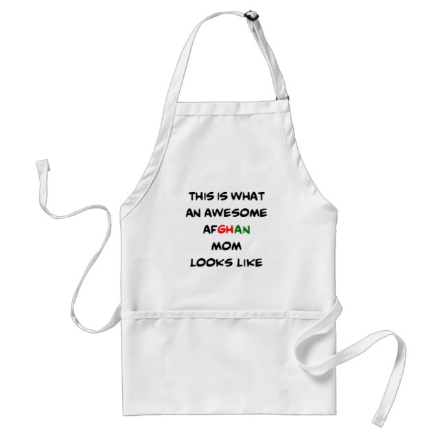 afghan mom, awesome adult apron (Front)