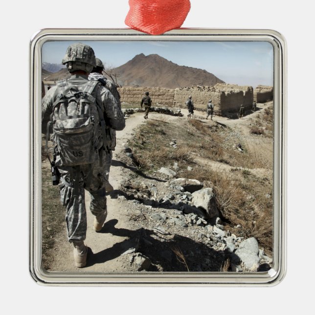 Afghan National Army and US soldiers Metal Ornament (Front)
