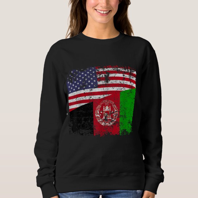 AFGHAN ROOTS Half American Flag USA AFGHANISTAN FL Sweatshirt (Front)