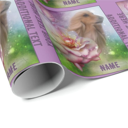 Afghan Roses Fantasy Dog Art Personalized Wrapping Paper