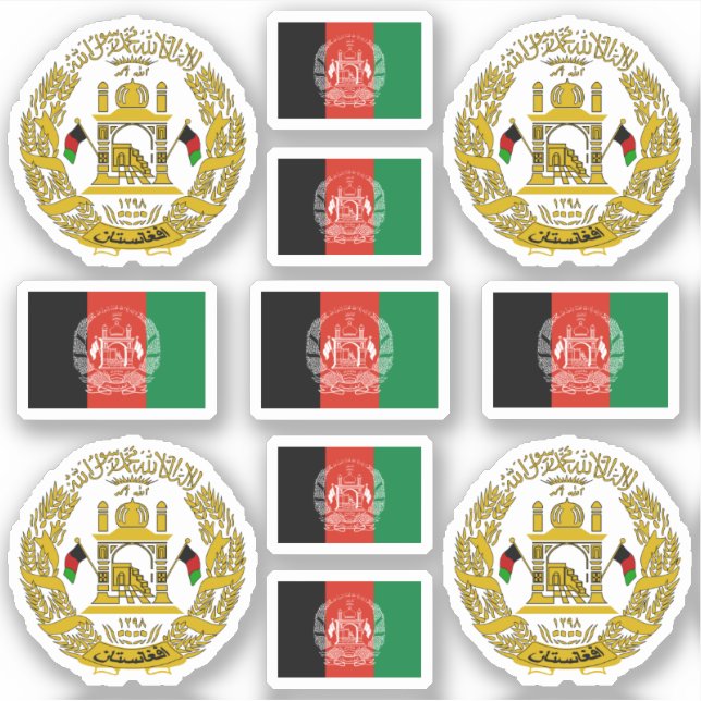 Afghan symbols / coat of arms and flag sticker (Front)