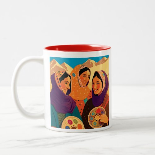 Afghan Women Coffee Mug Darya Colorful Tumbler Two_Tone Coffee Mug