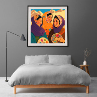 Afghan Women Playing Darya Poster