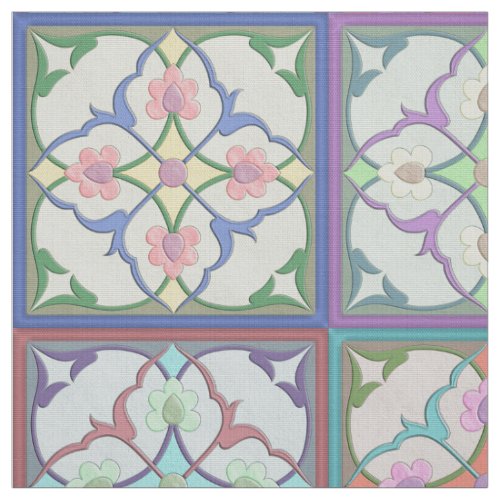 Afghani Tile Pattern Pastel Variations 12in Repeat Fabric