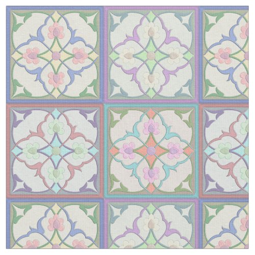 Afghani Tile Pattern Pastel Variations 4in Repeat Fabric