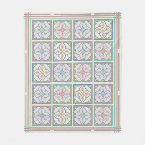 Afghani Tiles and Stripes _ Pastel Variations Fleece Blanket