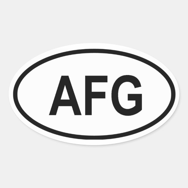 Afghanistan "AFG" Oval Sticker (Front)