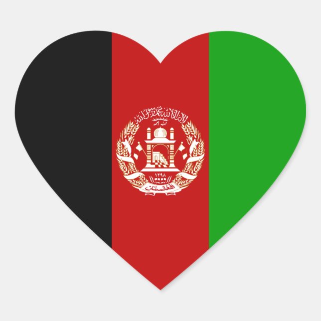 Afghanistan/Afghan/Afghani Heart Flag Sticker (Front)