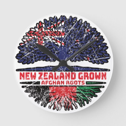 Afghanistan Afghan New Zealander New Zealand Tree Round Clock