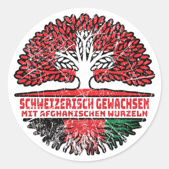 Afghanistan Afghanisch Schweizer Schweiz Baum Classic Round Sticker (Front)