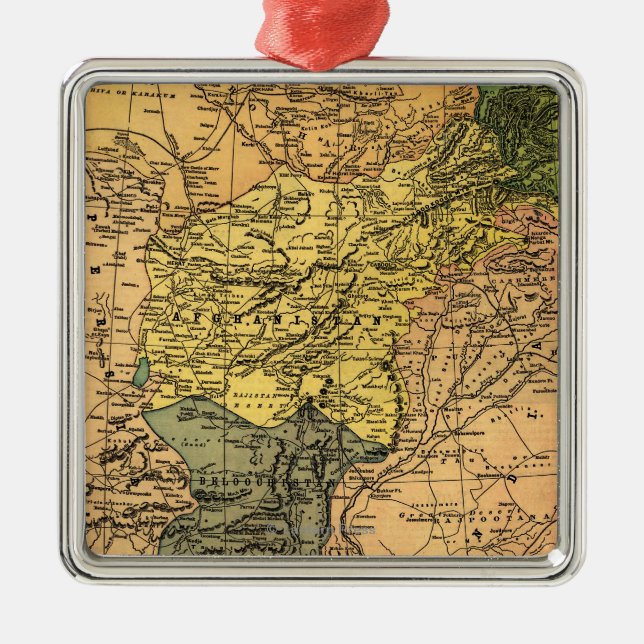 Afghanistan and Surrounding Countries Map Metal Ornament (Front)