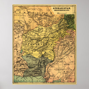 Afghanistan and Surrounding Countries Map Poster