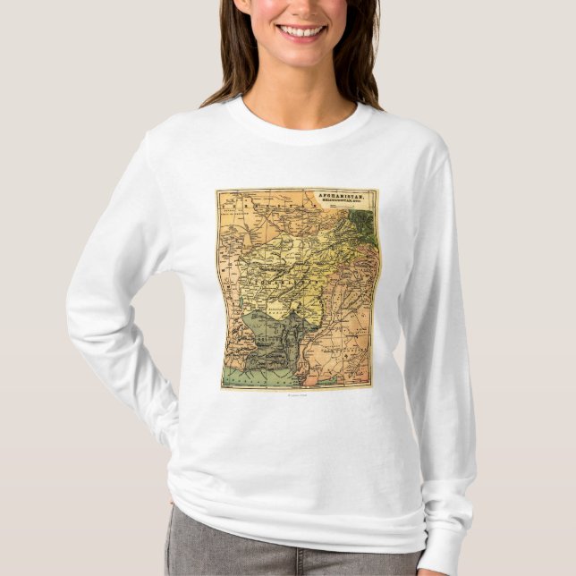 Afghanistan and Surrounding Countries Map T-Shirt (Front)