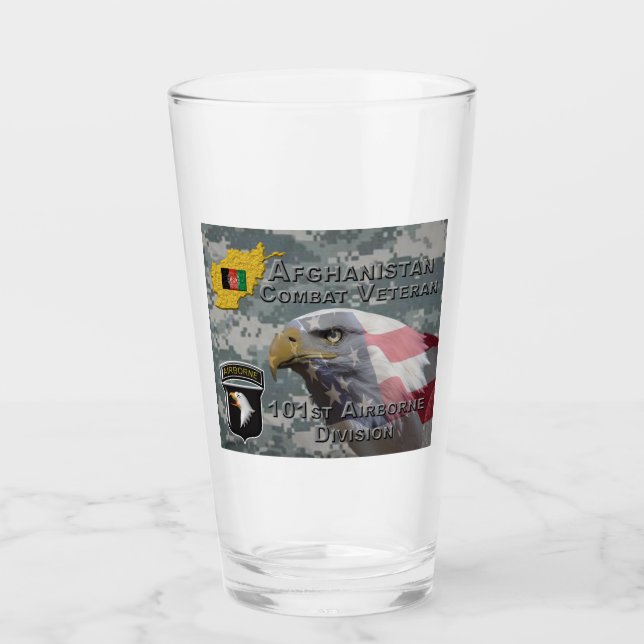 “Afghanistan Combat Veteran” – 101st Airborne Div Glass (Front)