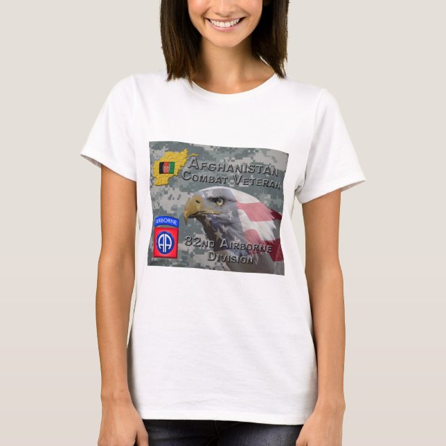 “Afghanistan Combat Veteran” - 82nd Airborne Divis T-Shirt (Front)