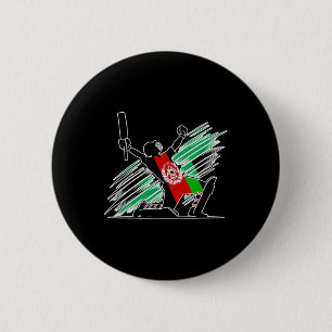 Afghanistan Cricket Team Spirit Silhouette Celebra Button