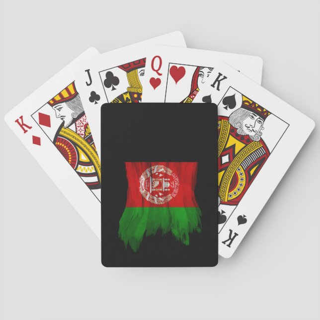 Afghanistan flag brush stroke, national flag poker cards (Back)