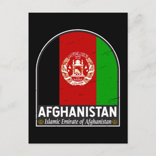 Afghanistan Flag Emblem Distressed Vintage Postcard