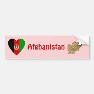 Afghanistan Flag Heart + Map Bumper Sticker