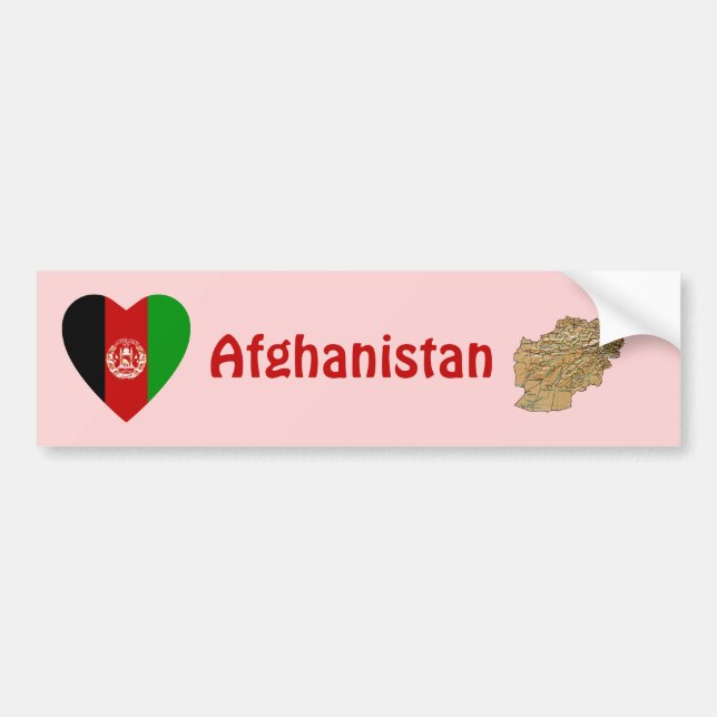 Afghanistan Flag Heart + Map Bumper Sticker (Front)
